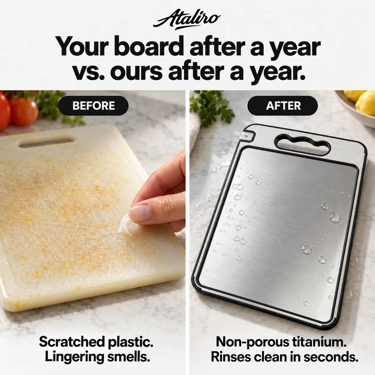 Titanium Cutting Board — 100% Plastic-Free