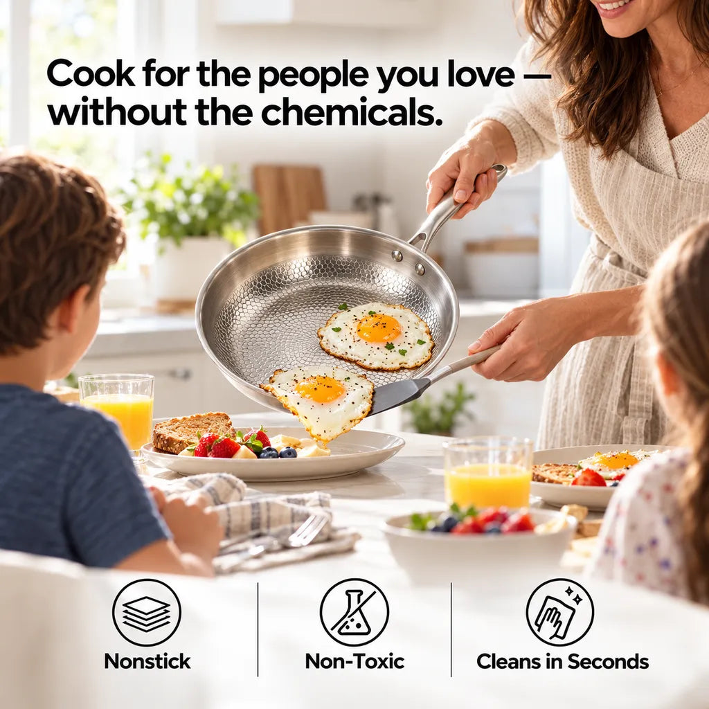 100% Titanium Pan: Naturally Nonstick, Zero Toxic Coating