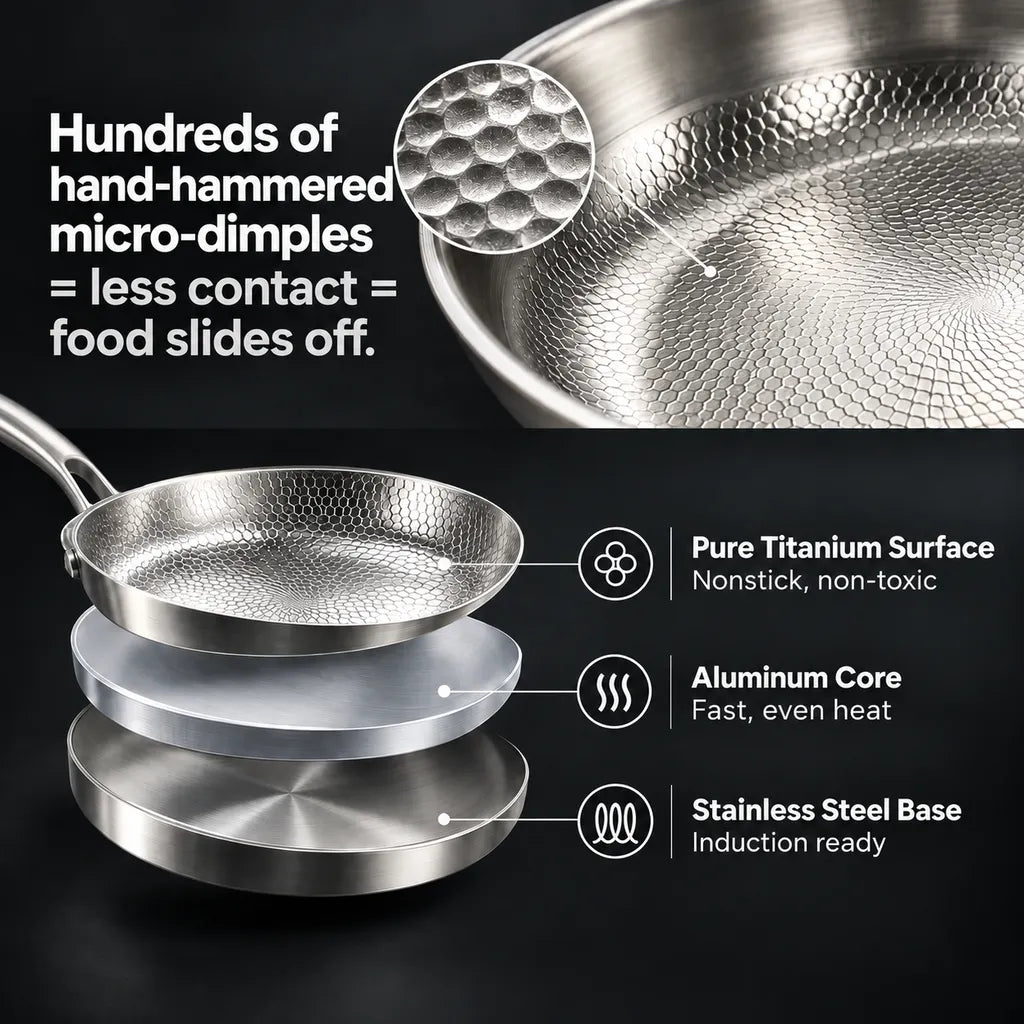 100% Titanium Pan: Naturally Nonstick, Zero Toxic Coating